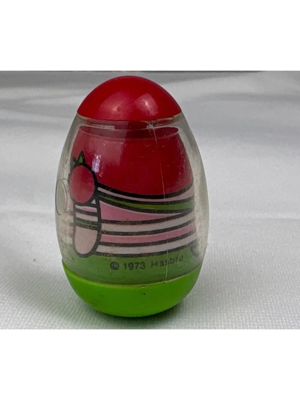 1973 Hasbro Girl Weeble Toy Red Green Colors Adorable Tumbles But Stays Upright
